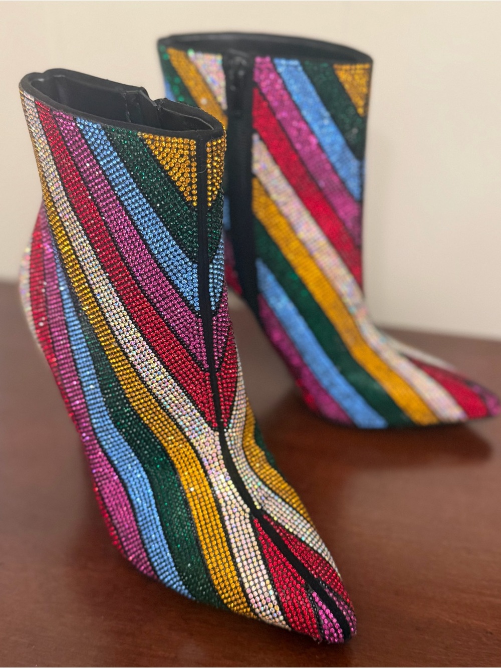 INC International Concepts Reisa2 Rainbow Rhinestone Ankle Booties 6 NWOT - Picture 4 of 11